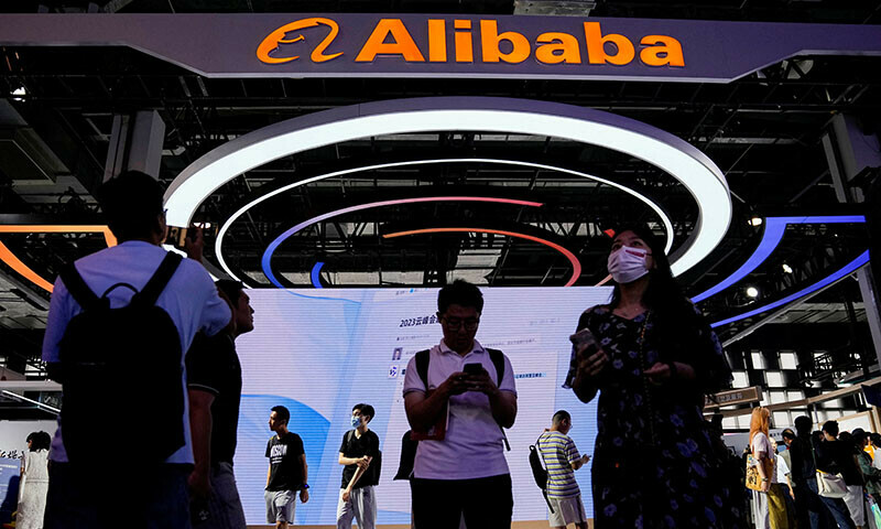 The Alibaba Group sign is seen at the World Artificial Intelligence Conference in Shanghai in this file photo from July 2023. — Reuters