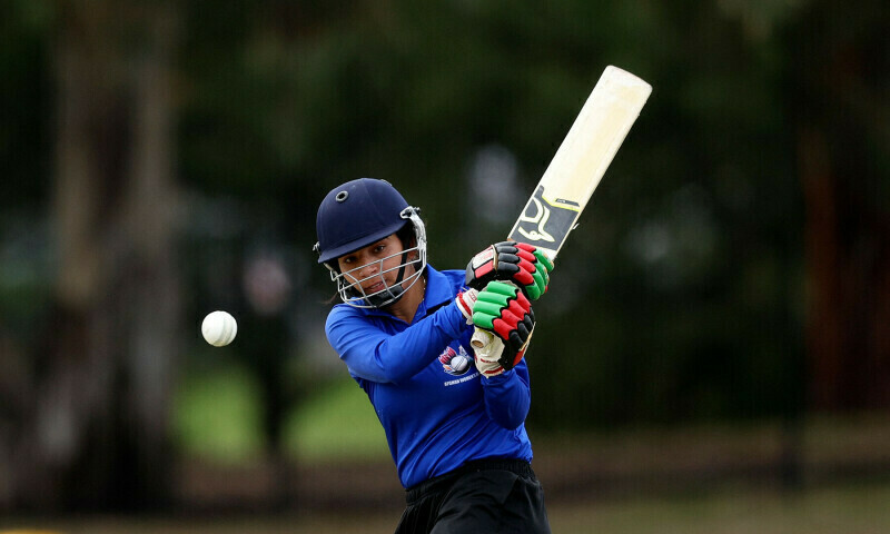 Stanikzai of Afghanistan Women’s XI bats during the cricket match between Afghanistan Women’s XI and Cricket Without Borders XI at Junction Oval in Melbourne on January 30. — AFP