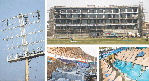 A combination of photos shows renovation work in progress at the National Bank Stadium on Tuesday.—AFP