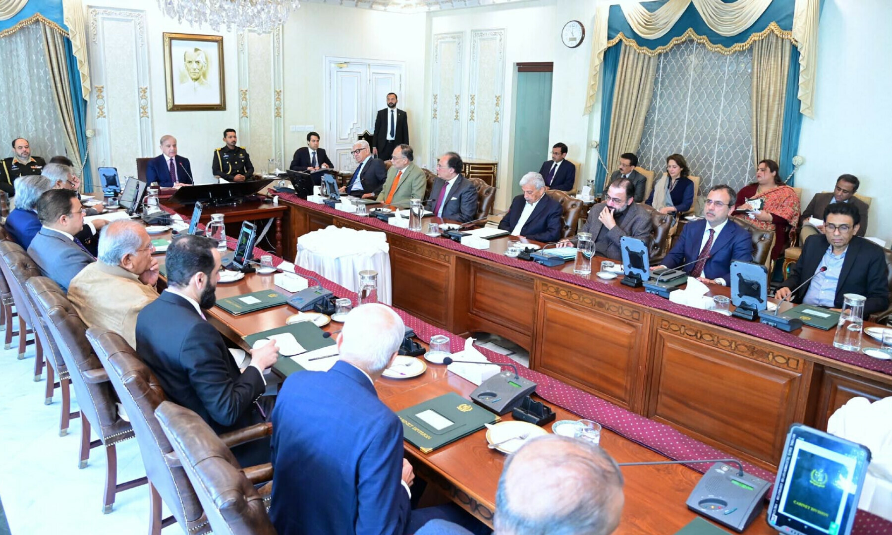 Prime Minister Shehbaz Sharif chairs the federal cabinet meeting in Islamabad on Wednesday. — courtesy PID